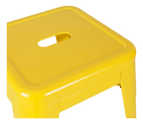 Banco Bajo De Acero Tipo Tolix 45cm Alto Juego De 4 Bancos Color Amarillo