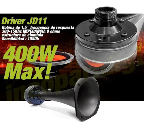 Driver Jd11 400w Impedancia 8 Ohm+ Bocina De 6'' 