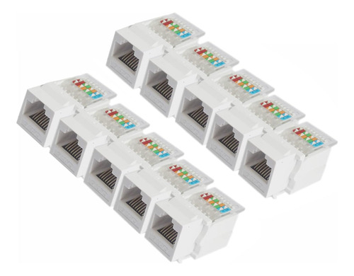 10 Piezas Cat6 Rj45 Cat 6 90 Grados Perforación Modulo De...