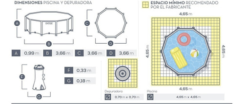 Piscina Elevada Redonda 366x76 Cm Intex Metal Frame