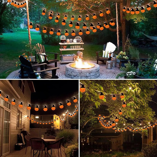 20 Luces Cadena Led Decoracion Calabaza Halloween 3 M