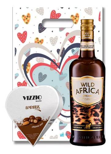 Bolsa Regalo Vizzio Corazon + Licor Wild Africa Cream