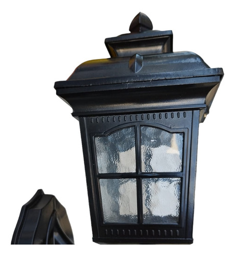 Farol Exterior Aplique De Pared Negro Estilo Rustico 30cm