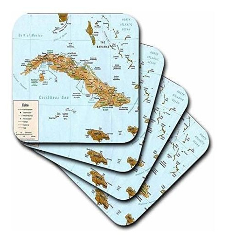 Impresión 3drose Del Mapa De Cuba-posavasos Blandos, Juego 