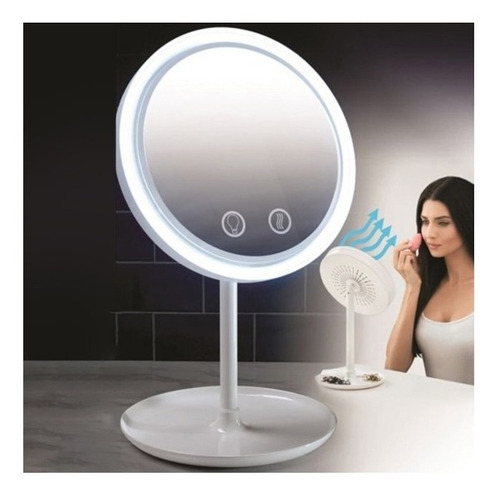 Imagen 1 de 4 de Espejo Redondo Con Luz Led Y Ventilador Interno + Aumento X5