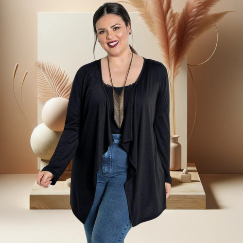 Cardigã Feminino Com Pontas Blusa Plus Size