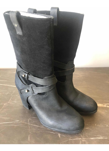 Remató Botines Ralph Lauren Negros De Piel!