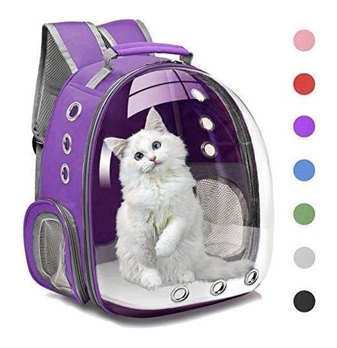 Mochila Capsula Para Traslado De Mascota Transparente/violet