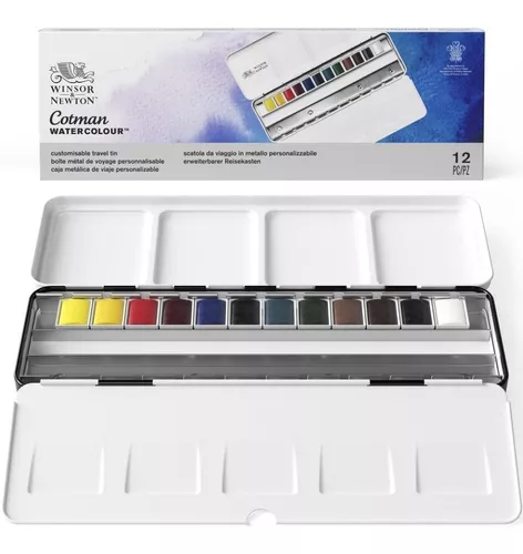 Acuarelas Cotman Winsor & Newton Set De Viaje Lata X 12 Pc