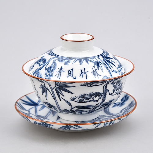 Lj Juego De Té Gaiwan Azul Y Blanco B