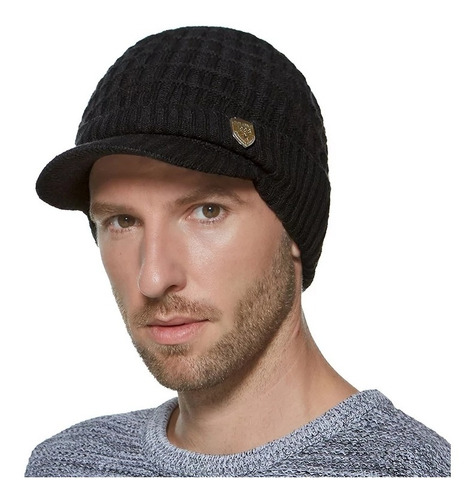 Imagen 2 de 4 de Gorro Lana Negro Con Visera