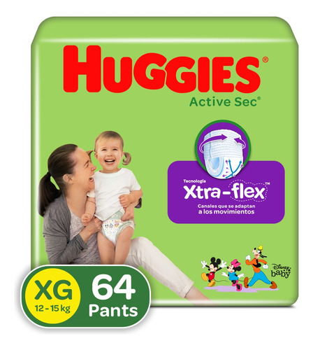 Pants Huggies Active Sec Xg X64 - Unidad a $1461