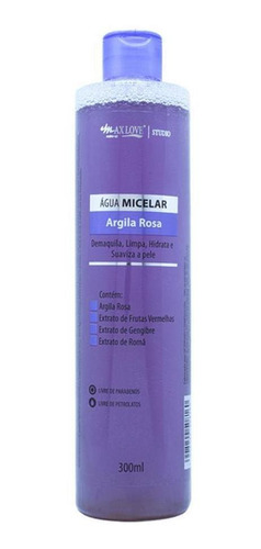 Água Micelar Argila Rosa 300ml - Limpeza Suave, Hidratante