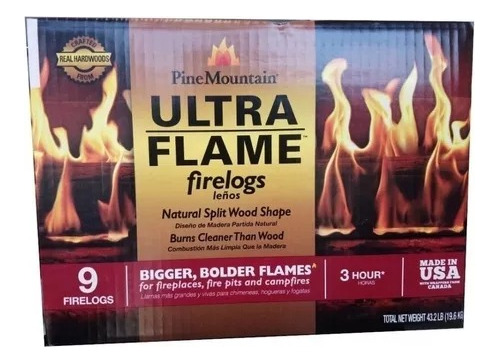 Leños Chimenea Pine Mountain Ultra Flame 9 Leños, 3 Horas