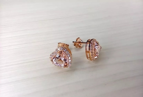 Aretes Y Collar Corazón De Morganita