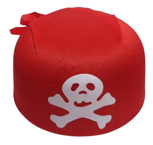 Sombrero Pirata Tipo Pañuelo Rojo Con Calavera