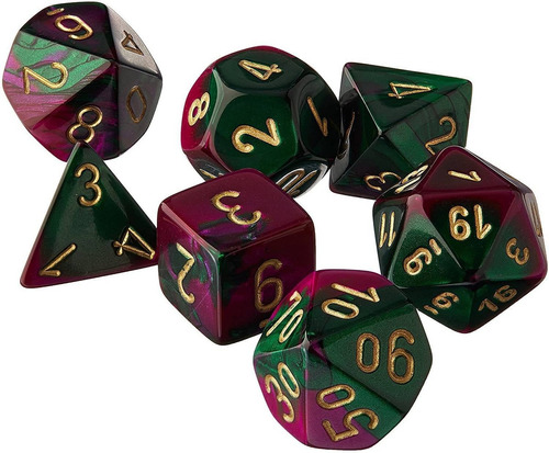 Juego De 7 Matrices Poliédricas Chessex Geminit, Verde 