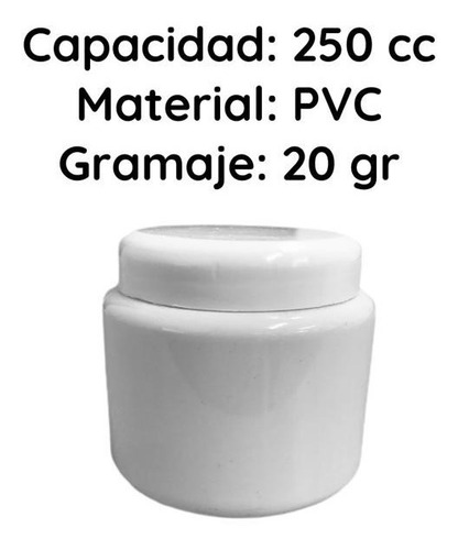 Imagen 5 de 10 de Envase Potes 250 Cc Redondo Blanco Pvc X 130 Unid.
