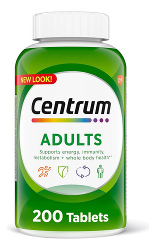 Centrum Adults Multivitaminas Completo Americano 200tabletas Sin Sabor