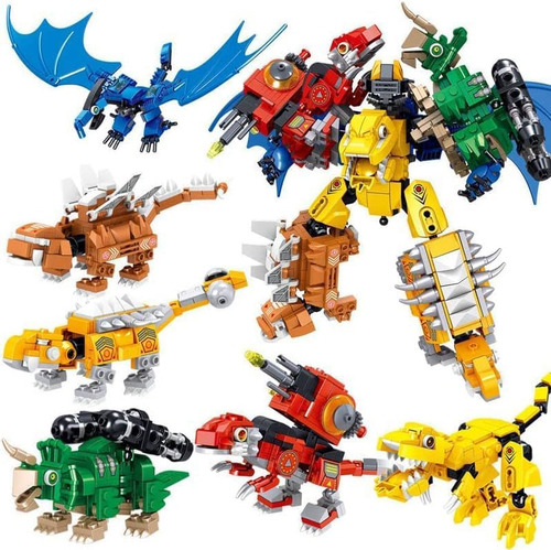 Bloque De Construcción 6 En 1, Robots Dinosaurios Y Mecha