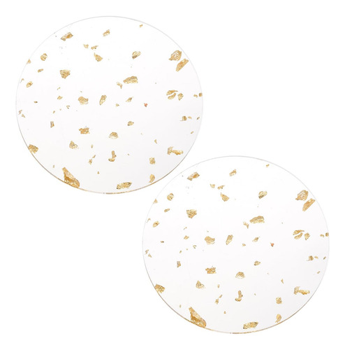 Uxcell 2 Posavasos De Acrílico Con Lámina Dorada, Posavasos