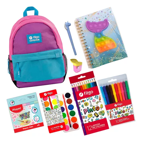 Kit Jardín/escolar Para Pintar Niña + Útiles