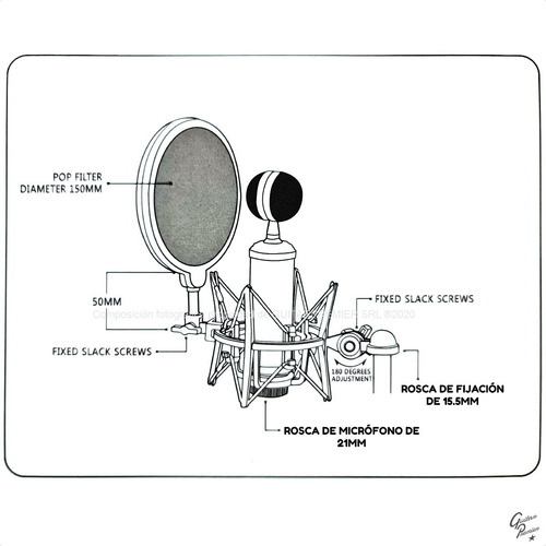 Imagen 9 de 10 de Soporte Microfono Shock Mount Araña Anti Pop Sm6 Profesional