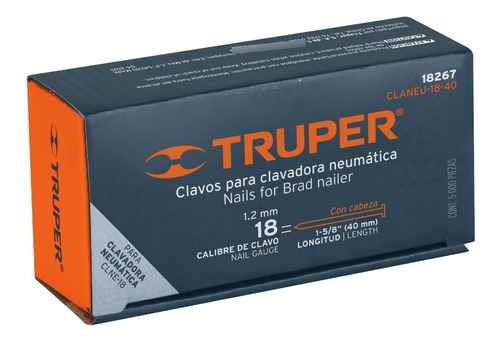 Clavos P/ Clavadora Truper Calibre 18 X 1 5/8 Caja 18267