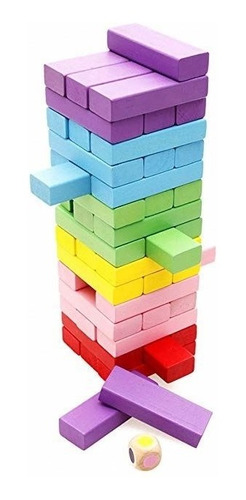 Imagen 2 de 8 de Jenga De Madera De Colores Regalo Juego Maderitas Apilables