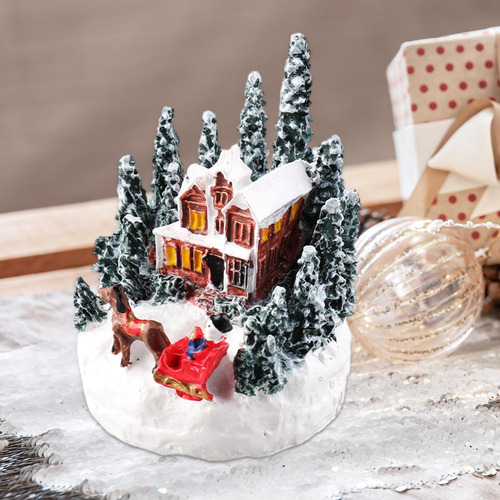 Casa Iluminada Navideña, Figuras Navideñas En Miniatura De