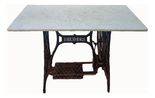 Mesa Tapa De Mármol, Base Hierro, Original Blanco (Usado)
