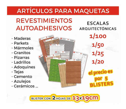 Artículos Maquetas: Revestimientos Autoadhesivos 5 Blisters