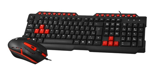 Kit Teclado /mouse Gamer C3tech Gk-20bk C/fio Preto/vermelho