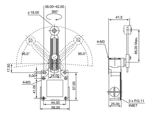 Imagen 4 de 5 de Csa-031 Cntd Interruptor Limite 1nc+1no Rodillo Ajustable