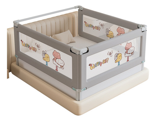 Barandal Seguridad Para Cama Bebés Protector Barandal Gris 2m