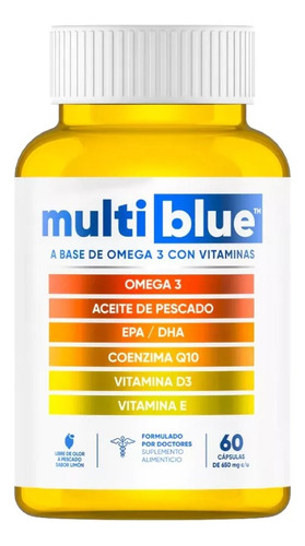 Multiblue Omega 3 Con Vitaminas 60 Cápsulas Epa Dha D3 Sin Sabor