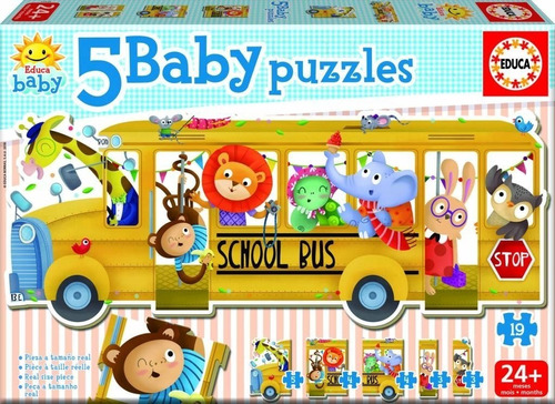 Baby Puzzles School Bus 5 En 1