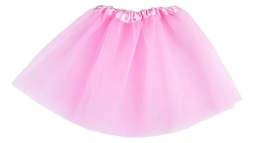 Pollera Tutu Tul Rosa Niña Cotillón Disfraz 30 Cm Bailarina