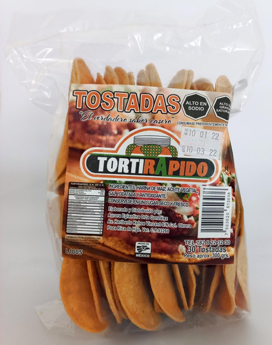 Tostada Natural, Pack 10 Piezas 300 G, Aprox Fritura Botana