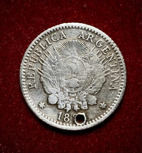 Moneda 10 Centavos Argentina 1882 O 1883 Km 26 Plata 0.900