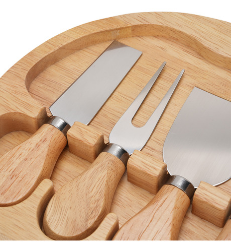 Set De Tablas Para Quesos Y Bandeja De Madera De Caucho