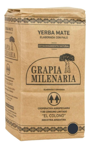 Yerba Mate Grapia Milenaria 6 X 500 Gr - Elaborada Con Palo