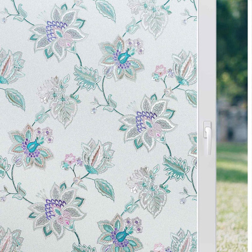 Imagen 1 de 6 de Vinilo Para Vidrio Rabbitgoo Esmerilado Con Flores 90x200cm