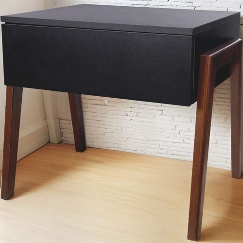 Buró Para Recamara Mesita De Noche Minimalista Moderno Acabado Nogal Color Negro