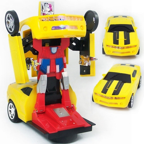 Carrinho Camaro Transformers Vira Robô Luz Som Bate Volta F