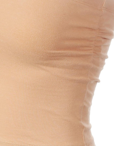 Top Beige Sin Tirantes Para Mujer Con Elástico, Talla Grande