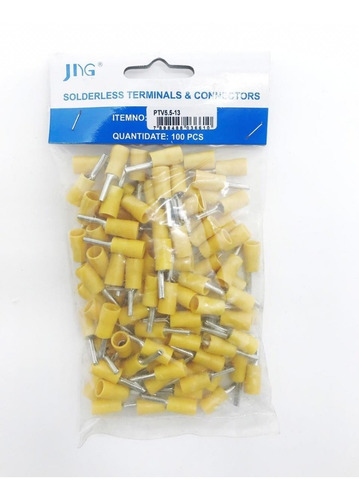 Pacote Terminal Pre Isolado Pino Agulha Amarelo 4-6mm Jng