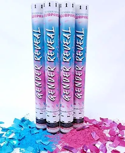Cañón de confeti Reveal azul y rosa 2 rosa y 2 azules Gender Reveal Humo  Poppers