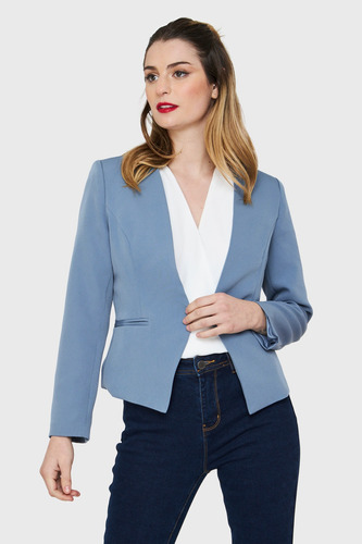 Blazer Entallado Clásico Celeste Nicopoly