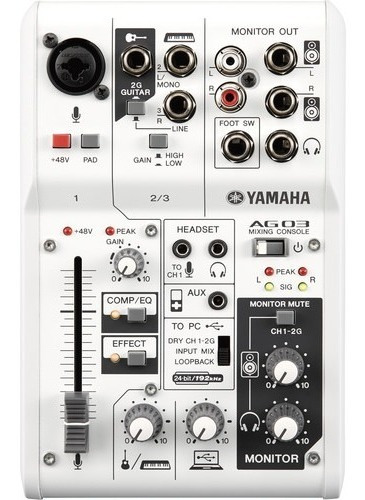 Imagen 1 de 4 de Consola Yamaha Ag03 Mixer De 3 Canales Interfaz Usb 